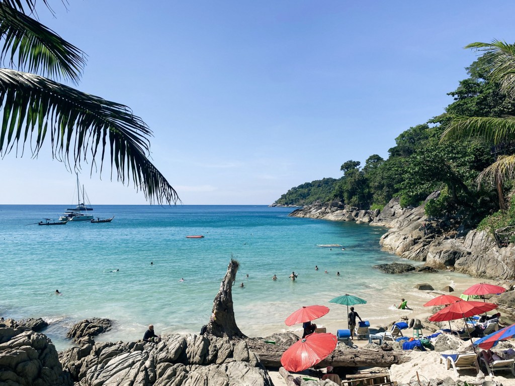 Rocky section of Freedom Beach, Phuket, Thailand.